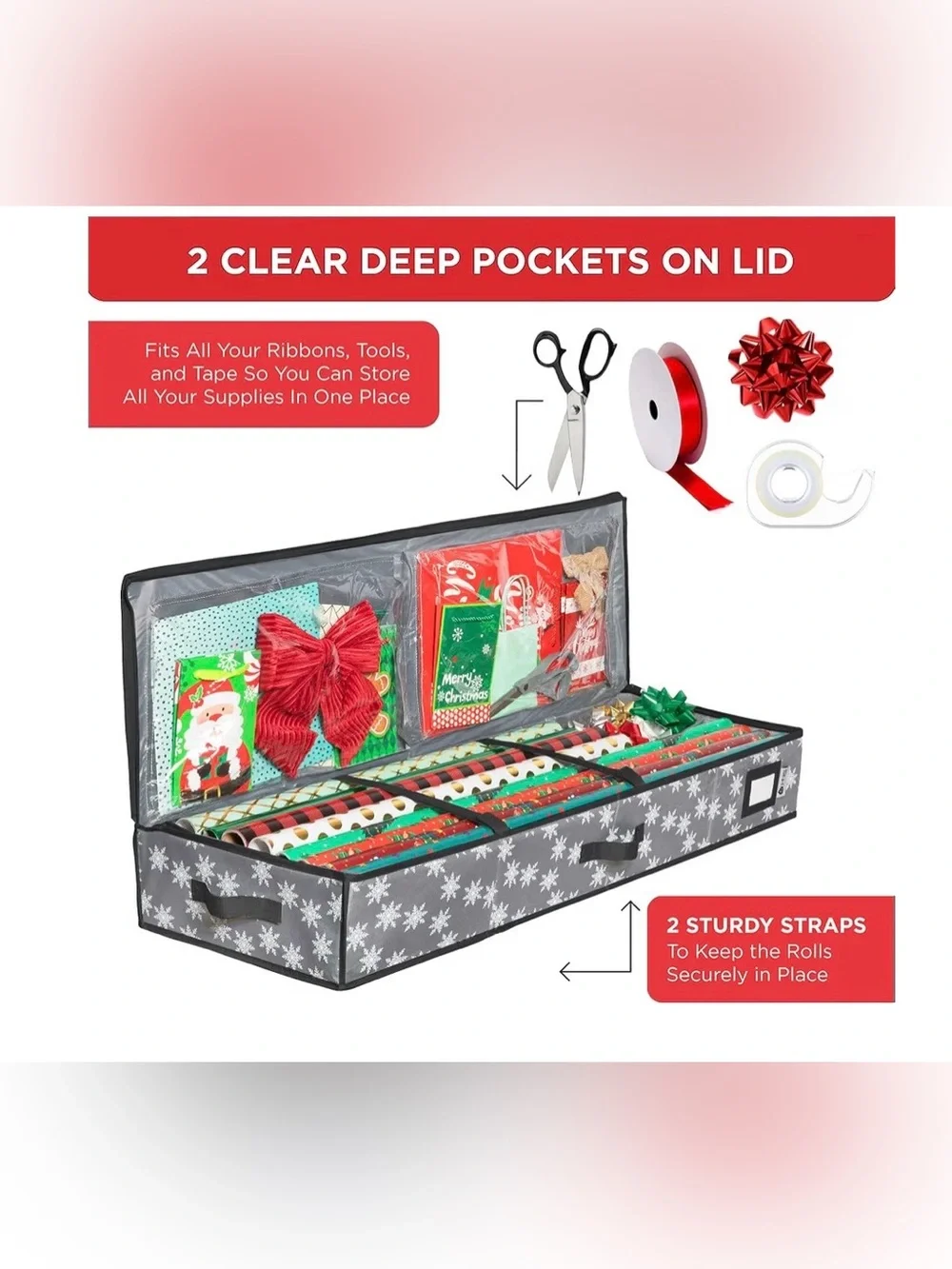Gift Wrap & More Snowflakes Storage Organizer